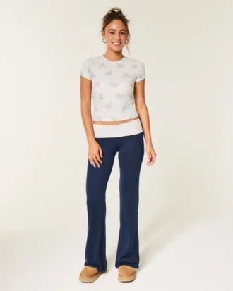 Always Cozy Knit Foldover Waist Flare -housut