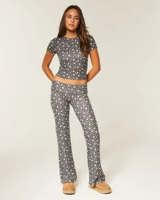 Always Cozy Knit Foldover Waist Flare -housut