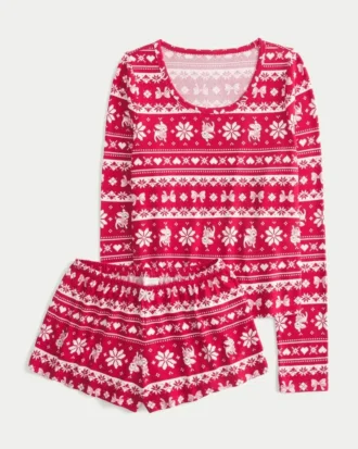 Always Cozy pitkähihainen scoop-toppi ja shortsit