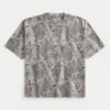 Boxy Crop Heavyweight Camo Crew T-paita