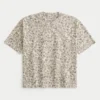 Boxy Crop Heavyweight Leopard Print Crew T-paita