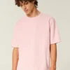 Boxy Crop Heavyweight Washed Crew T-paita