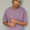 Boxy Crop Heavyweight Washed Crew T-paita