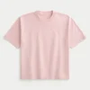 Boxy Crop Heavyweight Washed Crew T-paita