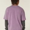 Boxy Crop Heavyweight Washed Crew T-paita