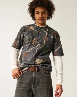 Boxy Heavyweight Camo Crew T-paita