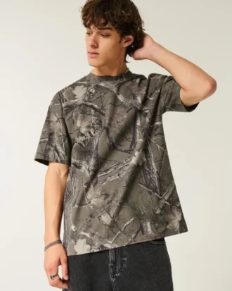 Boxy Heavyweight Camo Crew T-paita