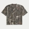 Boxy Heavyweight Crop Camo Crew T-paita