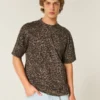 Boxy Heavyweight Leopard Print Cotton Crew T-paita