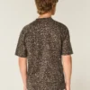 Boxy Heavyweight Leopard Print Cotton Crew T-paita