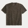 Boxy Heavyweight Leopard Print Cotton Crew T-paita