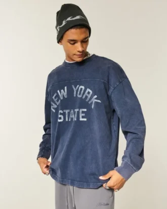 Boxy Heavyweight Long-Sleeve New York State Graphic Tee Boxy Heavyweight Long-Sleeve New York State Graphic Tee