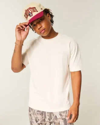 Boxy Heavyweight Micro Logo Crew T-paita