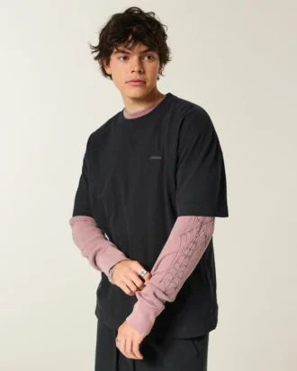 Boxy Heavyweight Micro Logo Crew T-paita