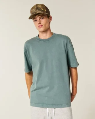 Boxy Heavyweight Washed Cotton Crew T-paita