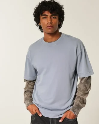 Boxy Heavyweight Washed Cotton Crew T-paita