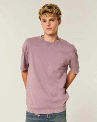 Boxy Heavyweight Washed Cotton Crew T-paita