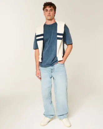 Boxy Heavyweight Washed Cotton Crew T-paita