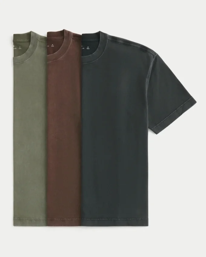 Boxy Heavyweight Washed Cotton Crew T-paita, 3 kpl