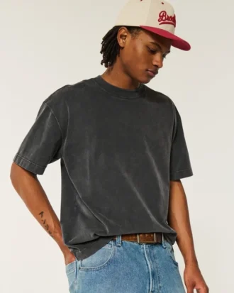 Boxy Heavyweight Washed Crew T-paita