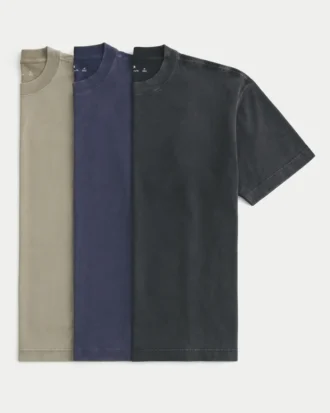 Boxy Heavyweight Washed Crew T-paita, 3 kpl