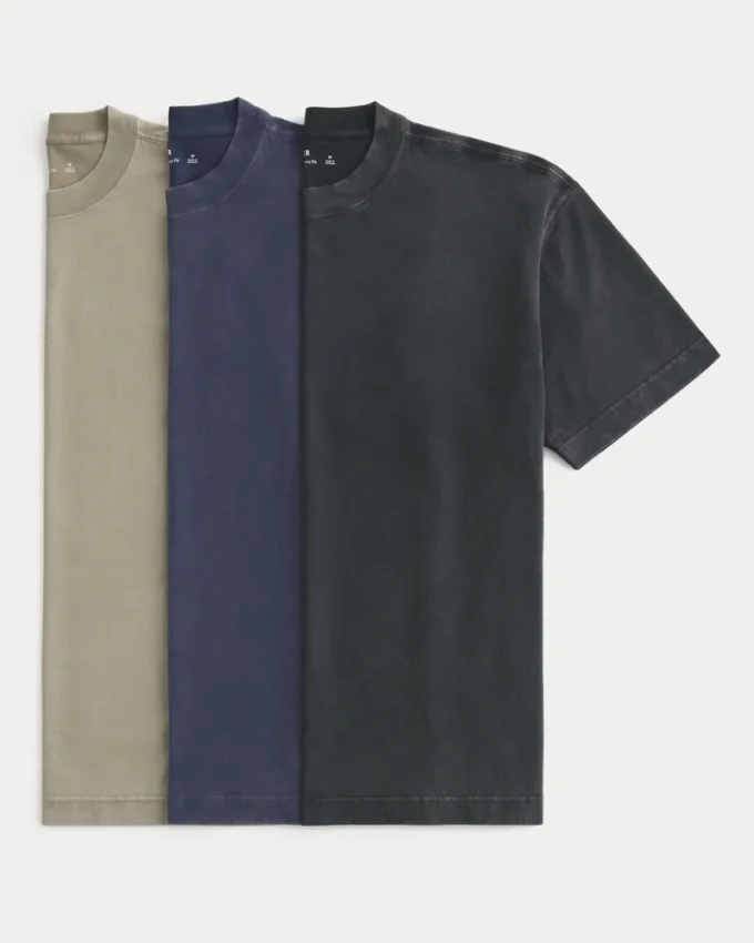 Boxy Heavyweight Washed Crew T-paita, 3 kpl