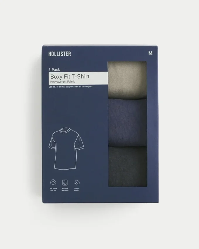 Boxy Heavyweight Washed Crew T-paita, 3 kpl