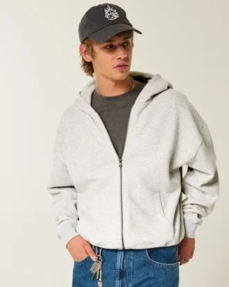 Boxy-mallinen vetoketjullinen huppari Boxy-mallinen vetoketjullinen huppari