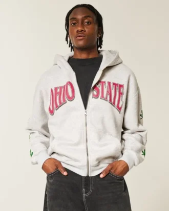 Boxy Ohio State University Buckeyes -grafiikka, vetoketjullinen huppari Boxy Ohio State University Buckeyes -grafiikka, vetoketjullinen huppari