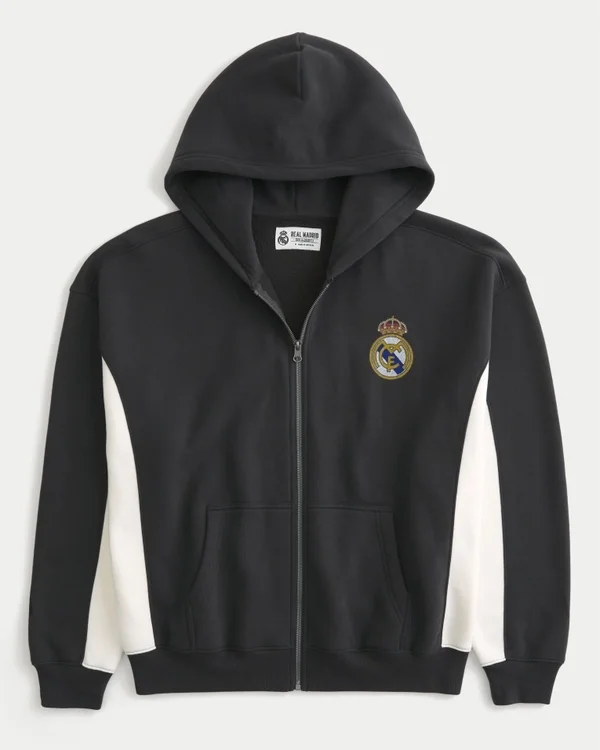 Boxy Real Madrid CF -grafiikkahuppari vetoketjulla Boxy Real Madrid CF -grafiikkahuppari vetoketjulla
