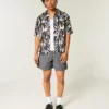 Boxy Tropical Fish Pattern Linen-Blend Shirt Boxy Tropical Fish Pattern Linen-Blend Shirt