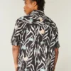 Boxy Tropical Fish Pattern Linen-Blend Shirt Boxy Tropical Fish Pattern Linen-Blend Shirt