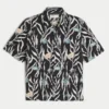 Boxy Tropical Fish Pattern Linen-Blend Shirt Boxy Tropical Fish Pattern Linen-Blend Shirt