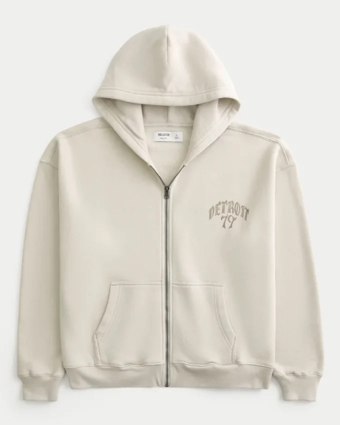 Boxy Zip-Up Detroit 79 -grafiikkahuppari Boxy Zip-Up Detroit 79 -grafiikkahuppari