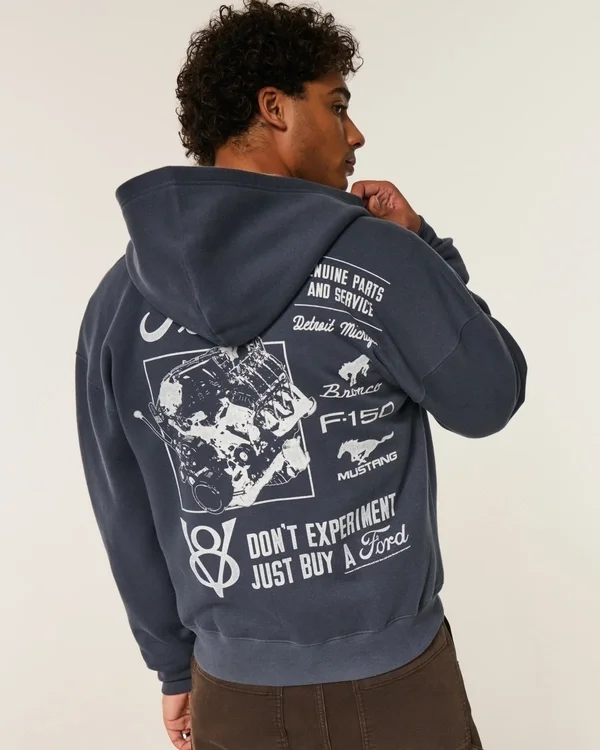 Boxy Zip-Up Ford -grafiikkahuppari Boxy Zip-Up Ford -grafiikkahuppari