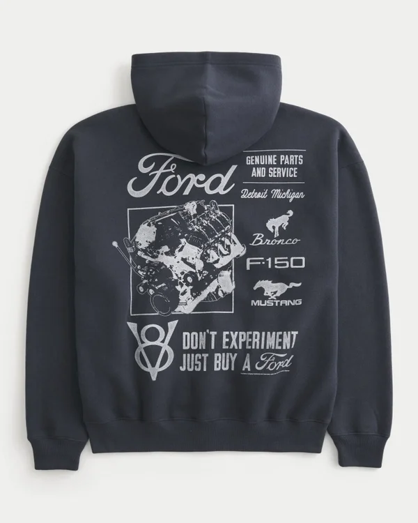 Boxy Zip-Up Ford -grafiikkahuppari Boxy Zip-Up Ford -grafiikkahuppari
