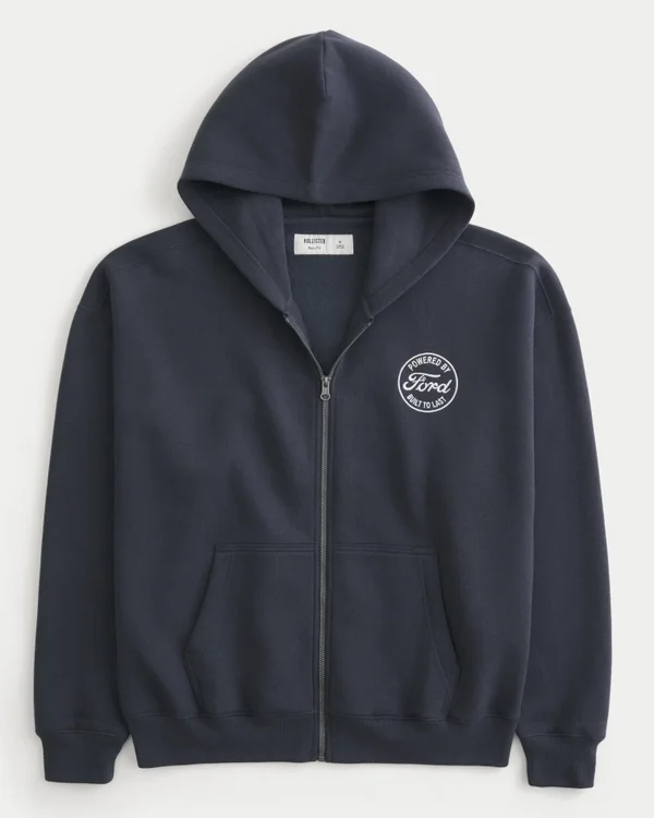 Boxy Zip-Up Ford -grafiikkahuppari Boxy Zip-Up Ford -grafiikkahuppari
