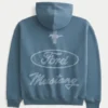 Boxy Zip-Up Ford Mustang -grafiikkahuppari Boxy Zip-Up Ford Mustang -grafiikkahuppari