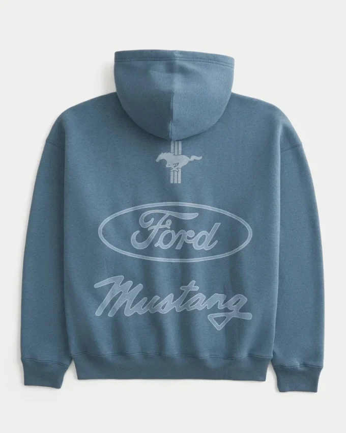Boxy Zip-Up Ford Mustang -grafiikkahuppari Boxy Zip-Up Ford Mustang -grafiikkahuppari