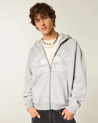 Boxy Zip-Up Forest Hills Athletics -grafiikkahuppari
