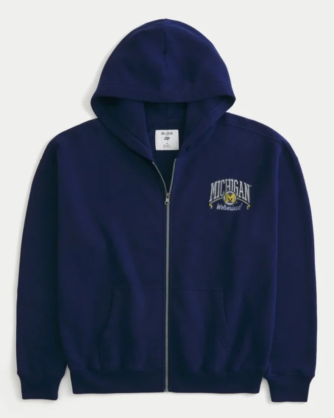 Boxy Zip-Up University of Michigan Wolverines -grafiikkahuppari Boxy Zip-Up University of Michigan Wolverines -grafiikkahuppari