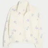 Brodeerattu sherpa-fleece-takki Brodeerattu sherpa-fleece-takki