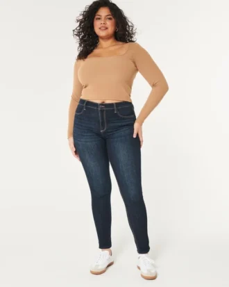 Curvy High-Rise Dark Wash -farkkuleggingsit