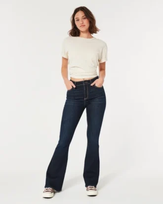 Curvy High-Rise Dark Wash Flare -farkut