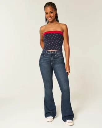 Curvy High-Rise Dark Wash Flare -farkut