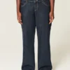 Curvy Low-Rise Dark Wash Foldover Waist Baggy Jeans Curvy Low-Rise Dark Wash Foldover Waist Baggy Jeans