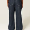 Curvy Low-Rise Dark Wash Foldover Waist Baggy Jeans Curvy Low-Rise Dark Wash Foldover Waist Baggy Jeans