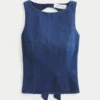 Denim-toppi, avoin selkä Denim-toppi, avoin selkä