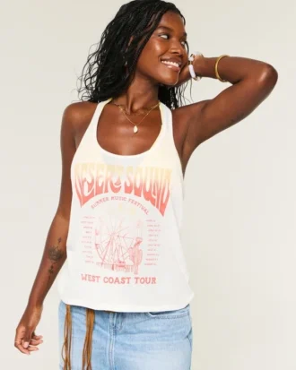 Desert Sound -grafiikka Punottu Racerback-toppi