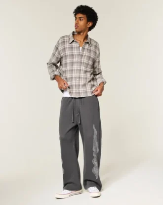 Double Flame Graphic Super Baggy Sweatpants